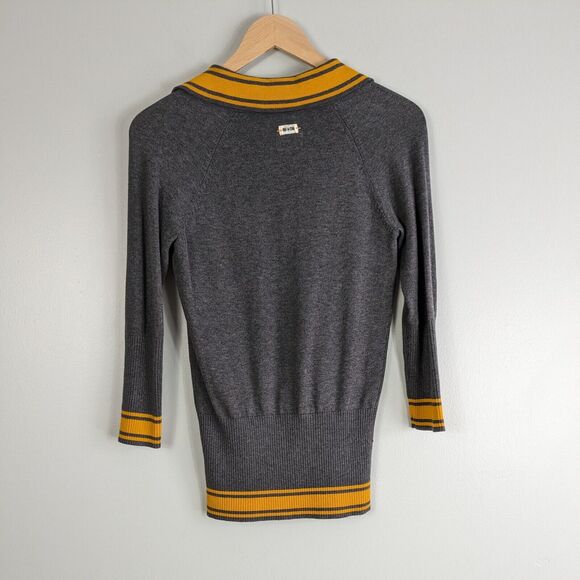 Vintage Y2K Converse Sweater Striped Blokecore Collegiate Ivy Gray Yellow XS - Picture 3 of 11